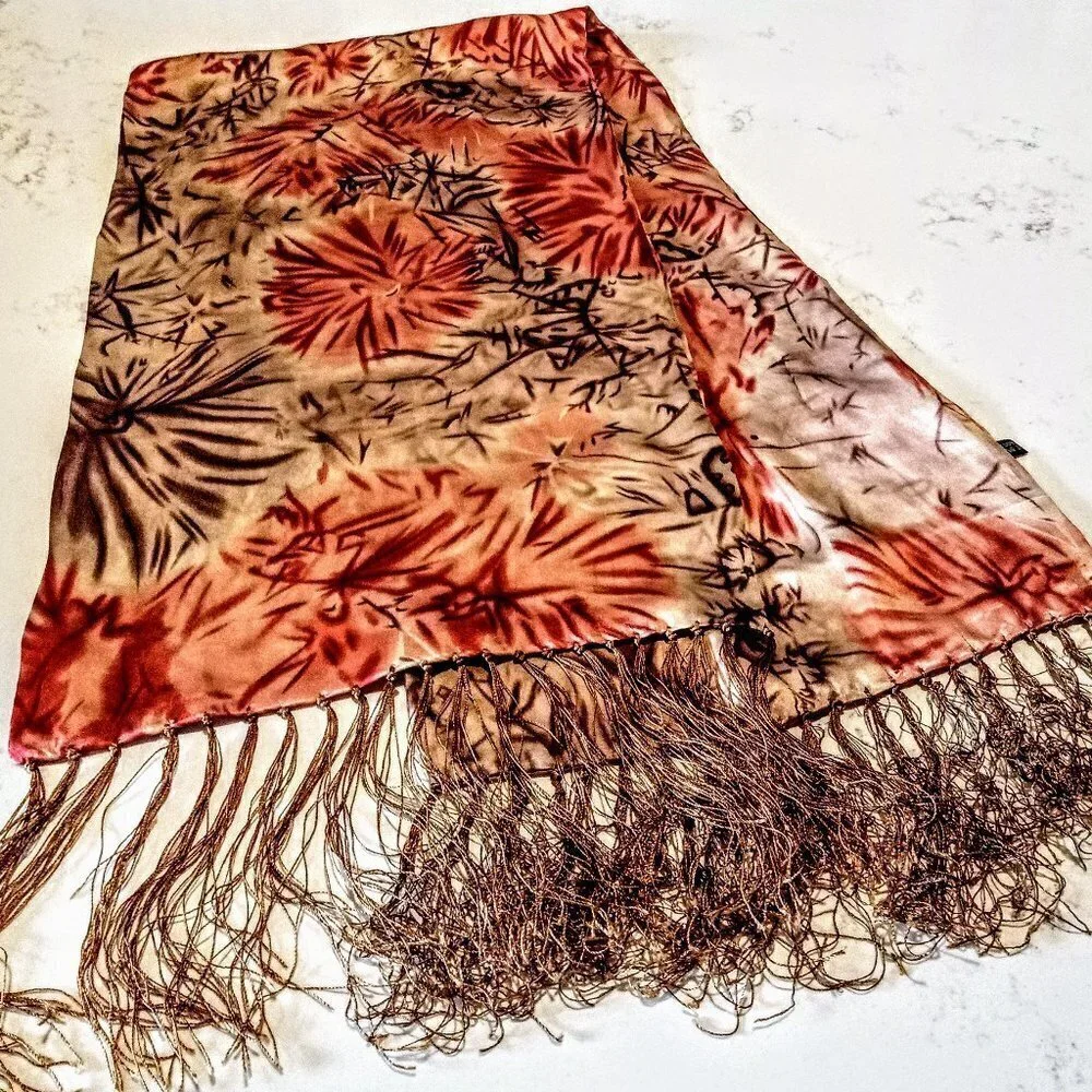 Rembrandt Pure Silk Oblong Fringed Scarf